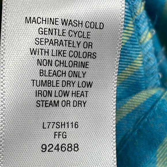 Cabela’s aqua & yellow spring plaid classic button front shirt pockets 2XL - Picture 10 of 12